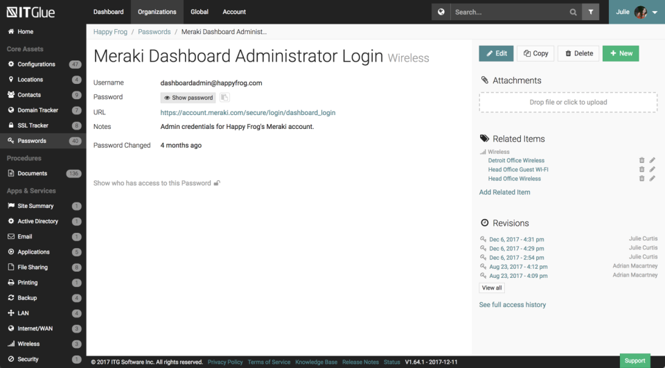 screenshot of IT Glue